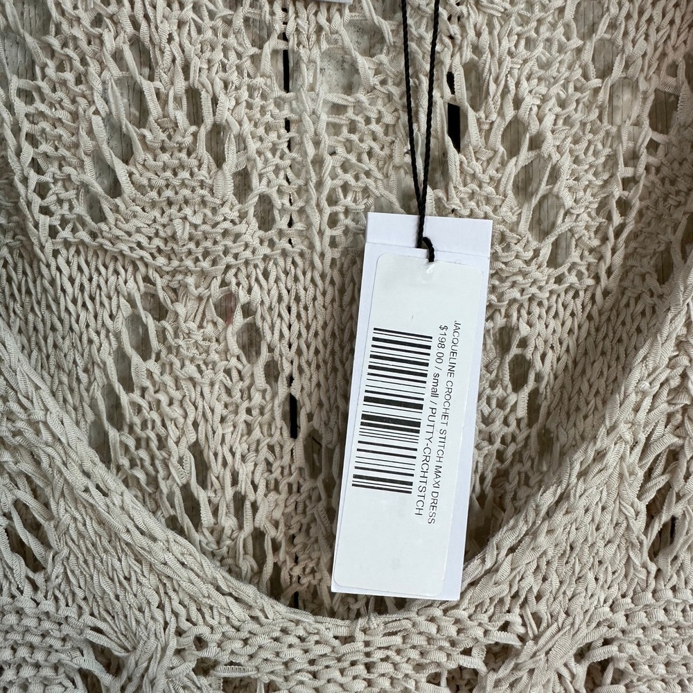Velvet by Spencer Graham Jacqueline Crochet Maxi Dress Beige Knit Womens S‎ NWT - Picture 7 of 7